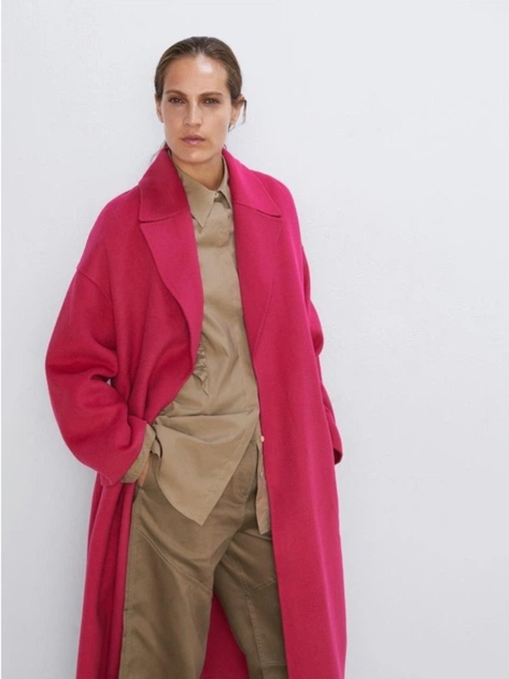 Zara fuchsia Hot Pink wool Coat - Picture 5 of 6